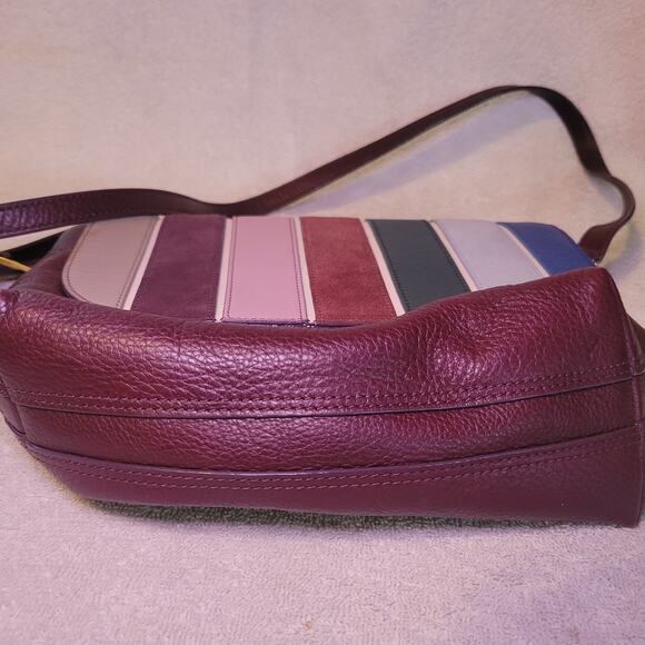Fossil Small Crossbody Bag Maya Shoulder Purse Purple Multi Stripe Leather - Picture 10 of 12